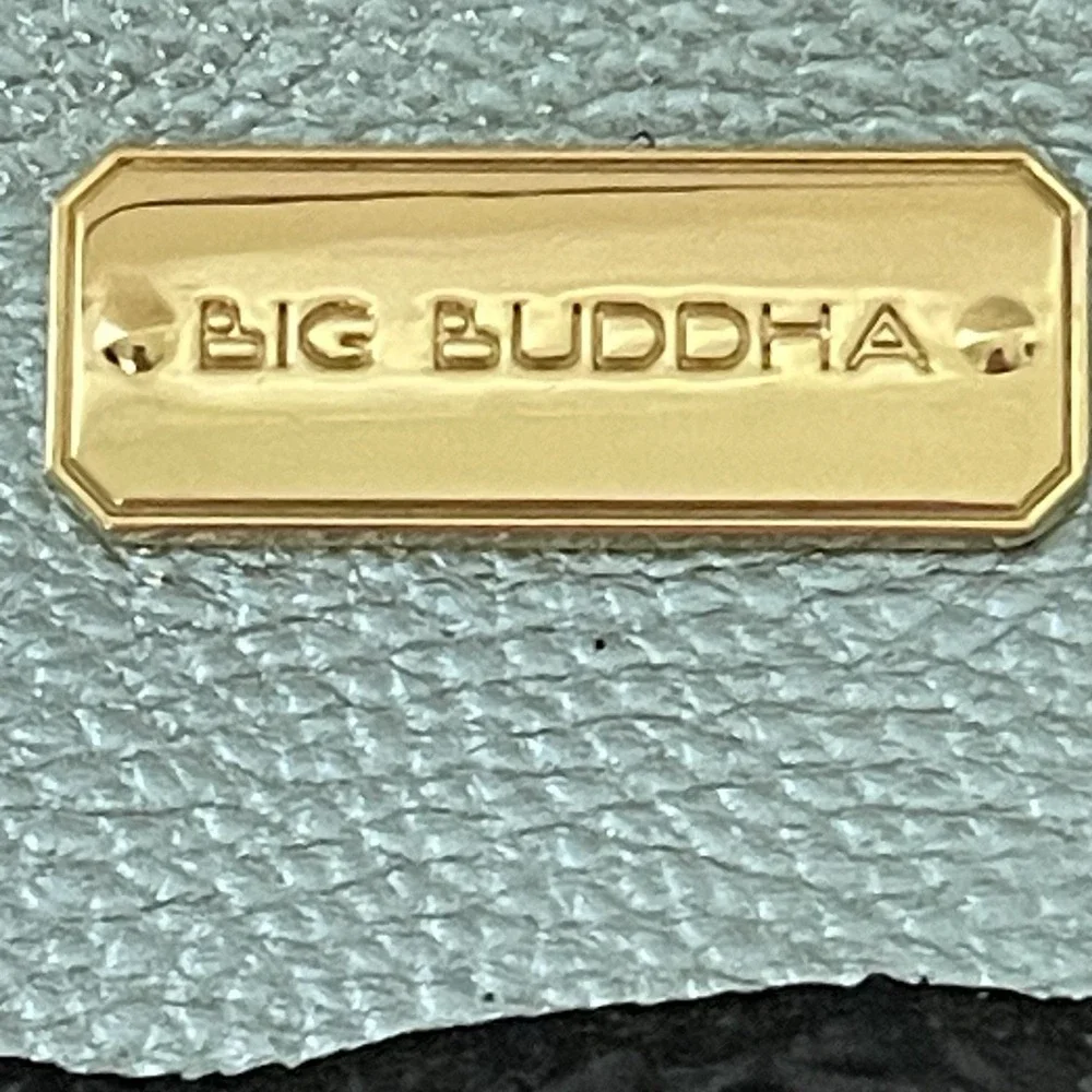 Big‎ Buddha Aqua Metallic Leather Pouch Hand Painted Yorkie Dog Clutch Bag